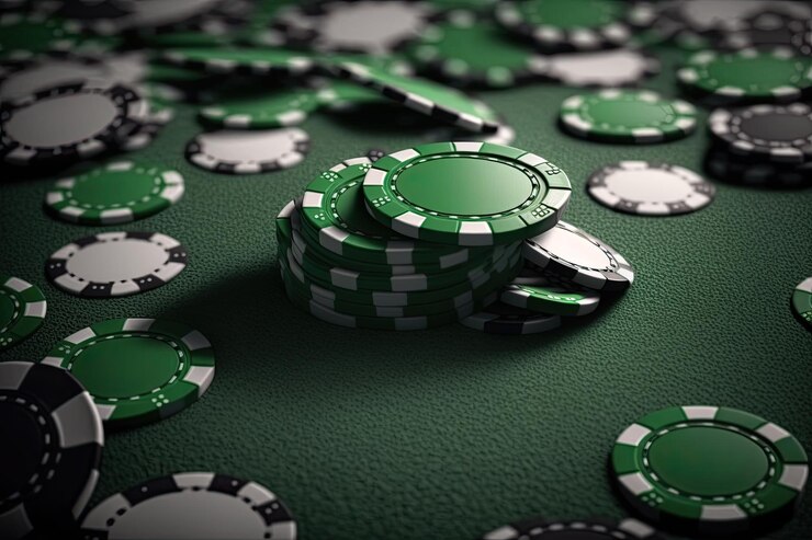 Close-up of custom chips with monogram detail